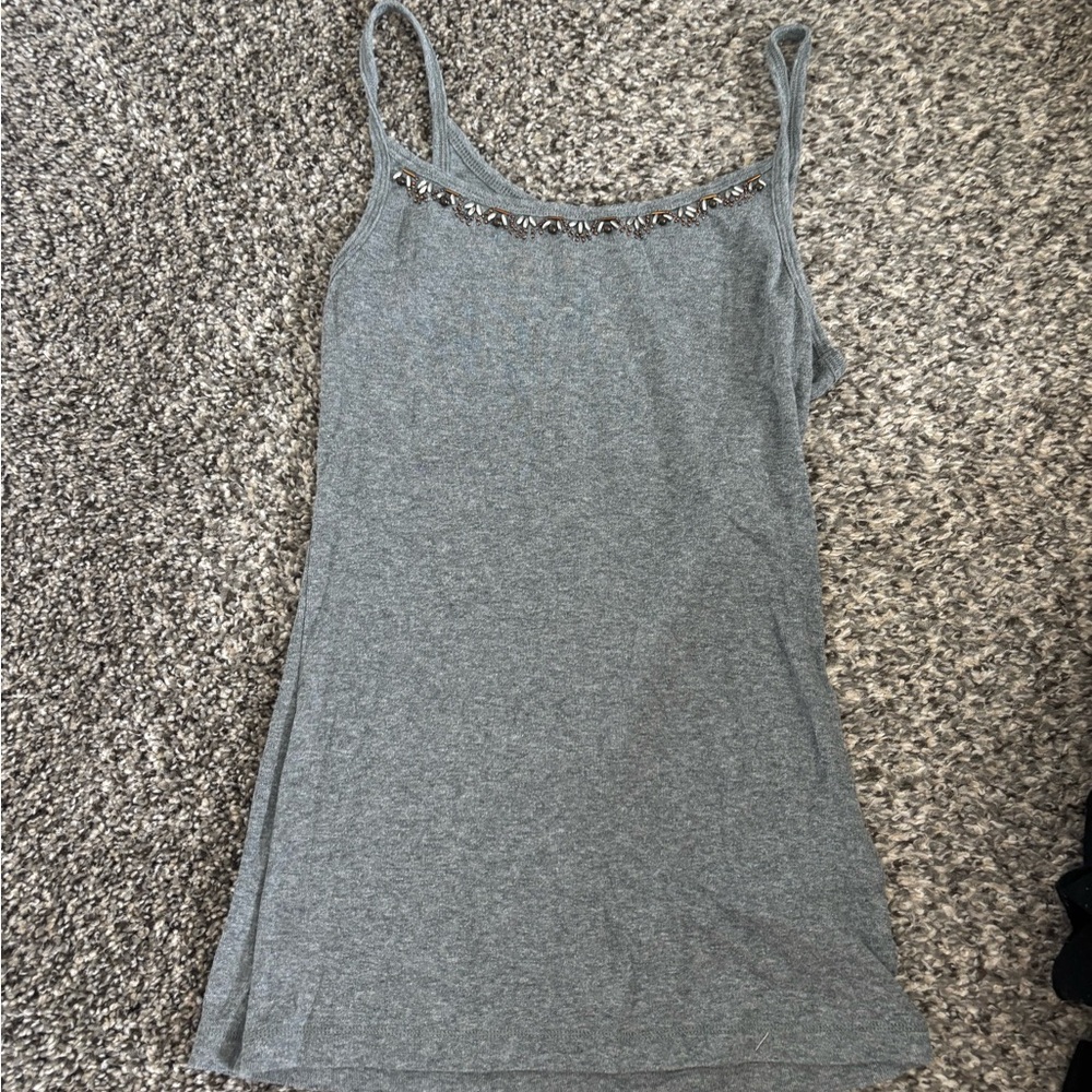 Mossimo Supply Co. Gray Embellished Fitted Camisole